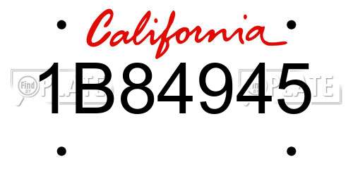1B84945 California License Plate