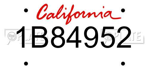 1B84952 California License Plate