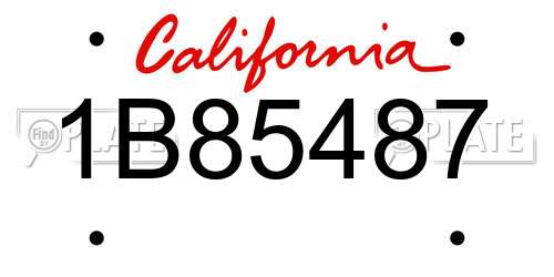 1B85487 California License Plate