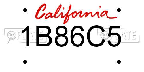 1B86C5 California License Plate