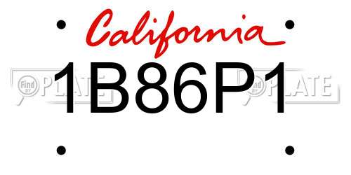 1B86P1 California License Plate