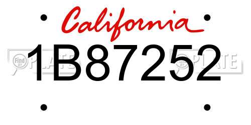 1B87252 California License Plate