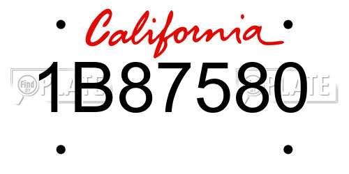 1B87580 California License Plate