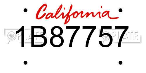 1B87757 California License Plate