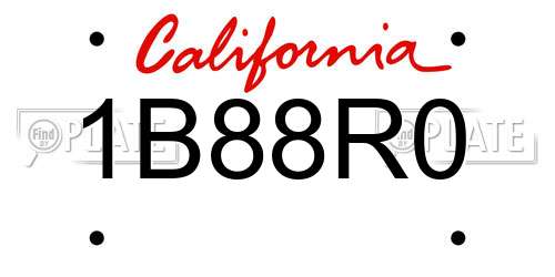 1B88R0 California License Plate