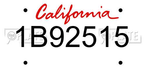 1B92515 California License Plate
