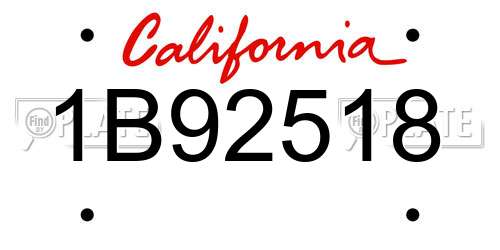 1B92518 California License Plate