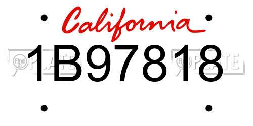 1B97818 California License Plate