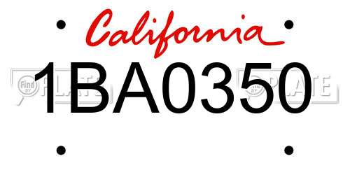 1BA0350 California License Plate