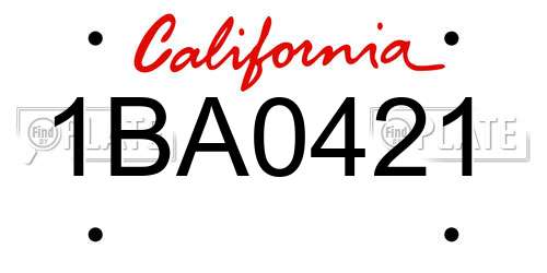1BA0421 California License Plate