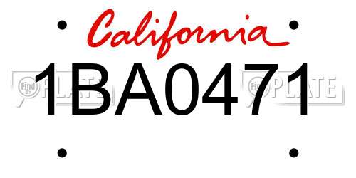1BA0471 California License Plate