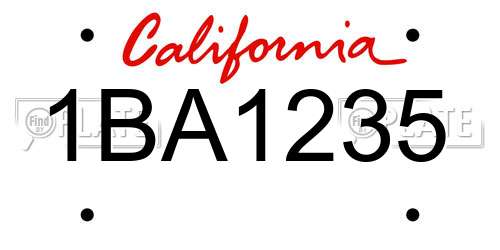 1BA1235 California License Plate