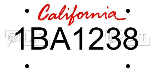 1BA1238 California License Plate
