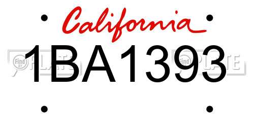 1BA1393 California License Plate