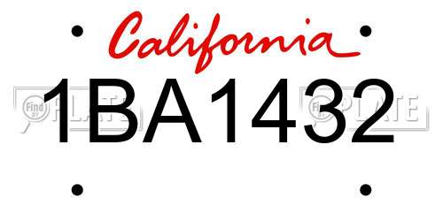 1BA1432 California License Plate