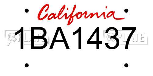 1BA1437 California License Plate