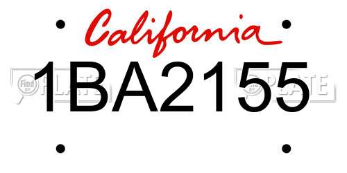 1BA2155 California License Plate