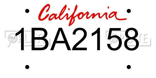 1BA2158 California License Plate
