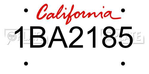 1BA2185 California License Plate