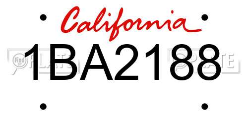 1BA2188 California License Plate