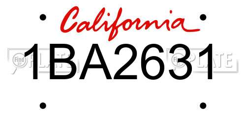 1BA2631 California License Plate