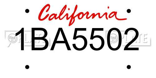 1BA5502 California License Plate