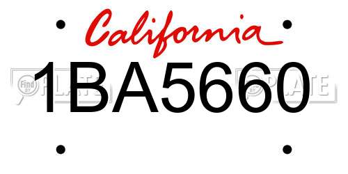 1BA5660 California License Plate