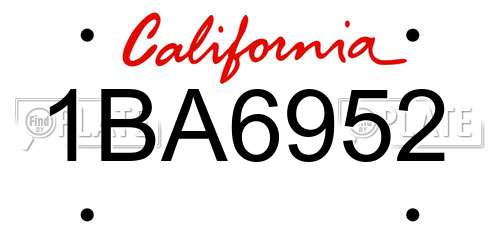 1BA6952 California License Plate