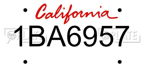 1BA6957 California License Plate