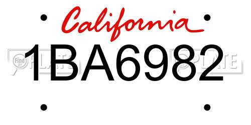 1BA6982 California License Plate