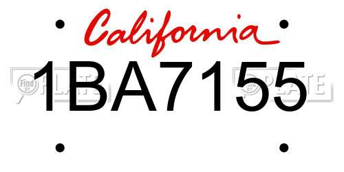 1BA7155 California License Plate