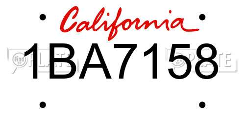 1BA7158 California License Plate