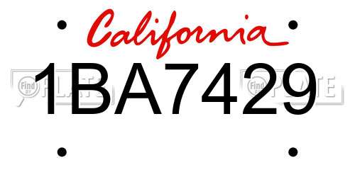 1BA7429 California License Plate