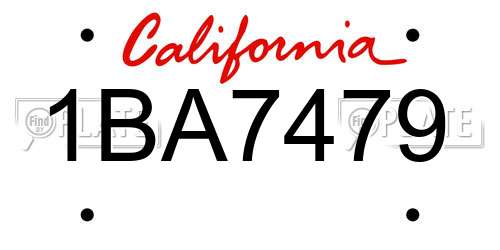 1BA7479 California License Plate