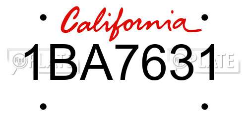 1BA7631 California License Plate
