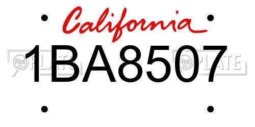 1BA8507 California License Plate