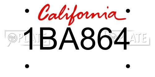 1BA864 California License Plate