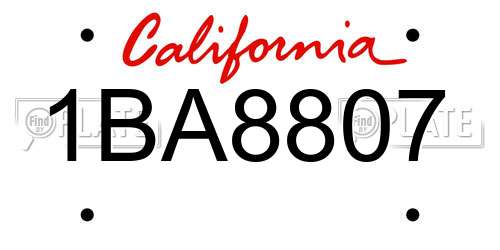 1BA8807 California License Plate