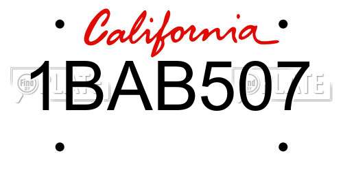 1BAB507 California License Plate