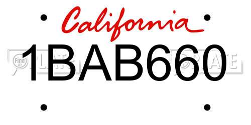 1BAB660 California License Plate