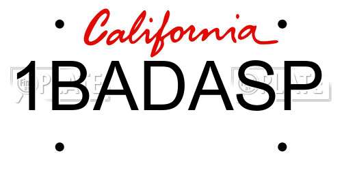 1BADASP California License Plate