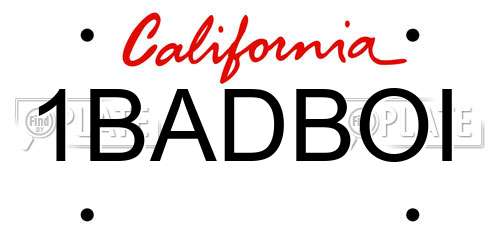 1BADBOI California License Plate