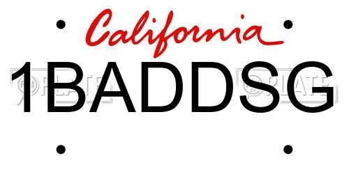 1BADDSG California License Plate