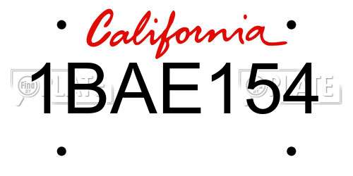 1BAE154 California License Plate