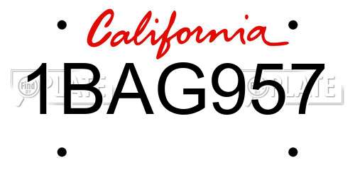 1BAG957 California License Plate