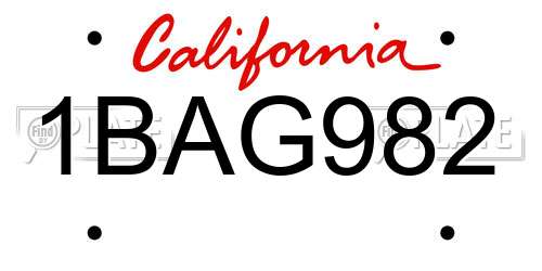 1BAG982 California License Plate