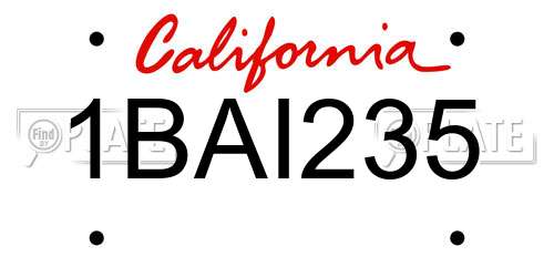 1BAI235 California License Plate