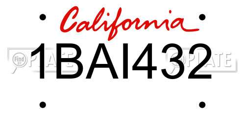 1BAI432 California License Plate