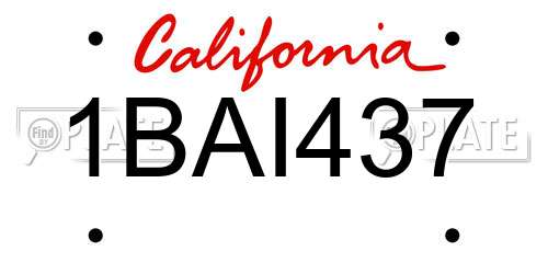 1BAI437 California License Plate