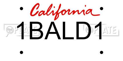 1BALD1 California License Plate